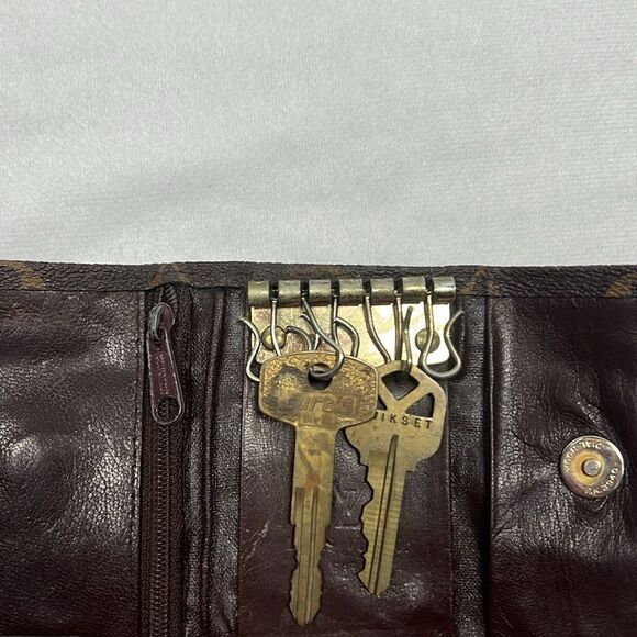 Louis Vuitton Vintage Logo Coated Canvas Key Coin Case Wallet Snap Hooks Zipper - Picture 2 of 10